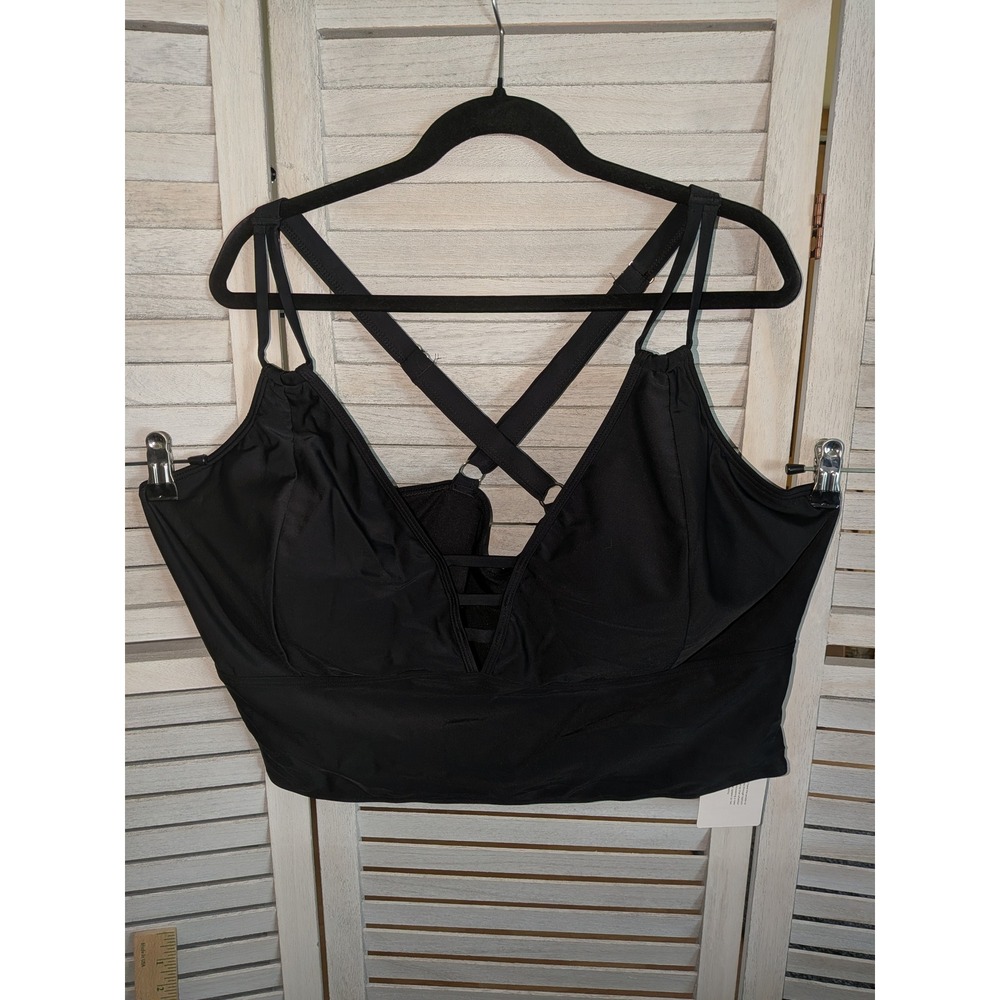 BloomChic Black Ladder Cutout V-Neck Bikini Top Plus Size 26 NWT